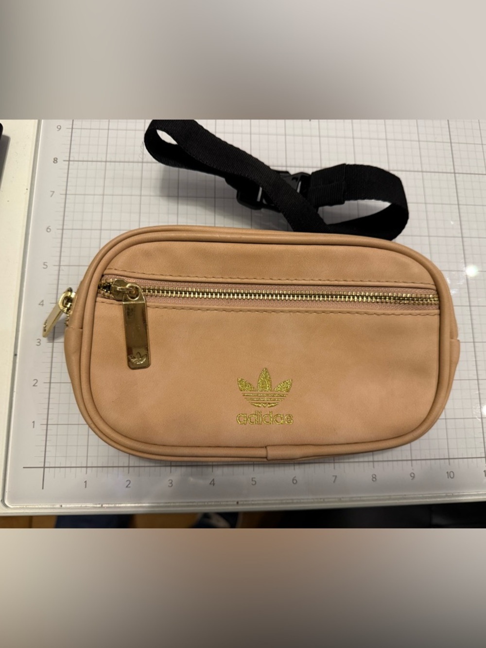 adidas Dusty Pink Faux Suede Belt Bag with Gold Hardware